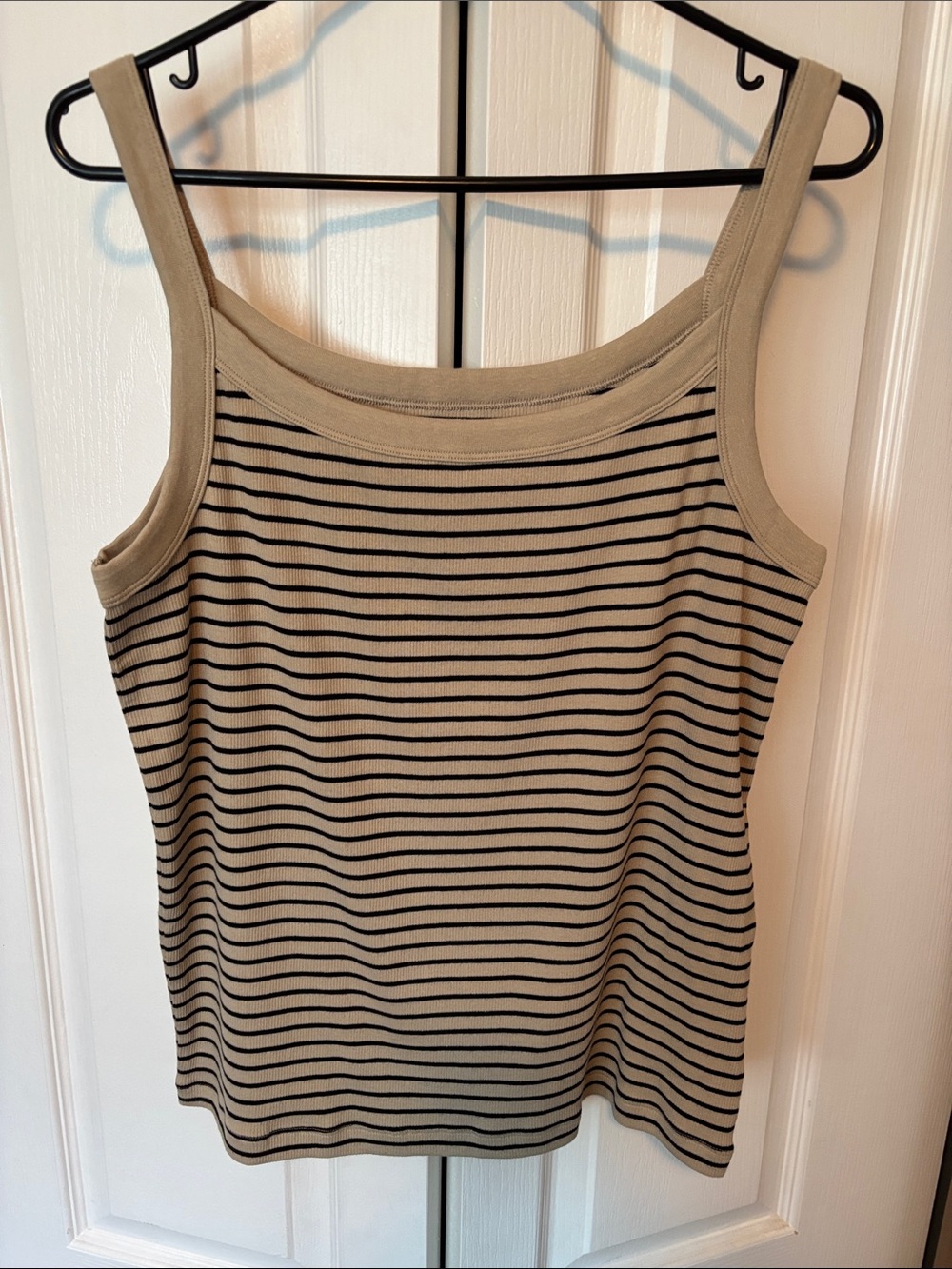 GAP Beige Tank Top with Black Stripes - Women's Sleeveless Knit